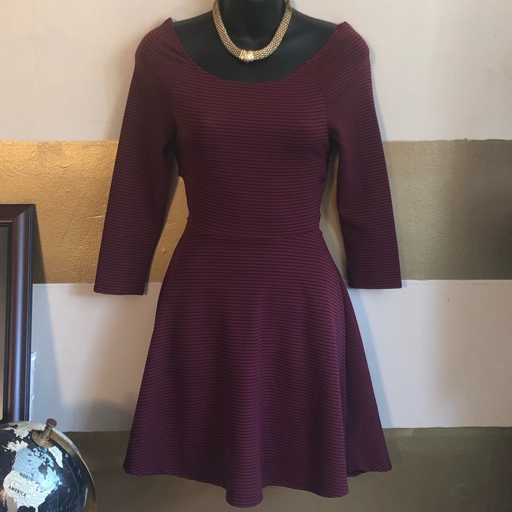 PACSUN burgundy and black strip mini dress